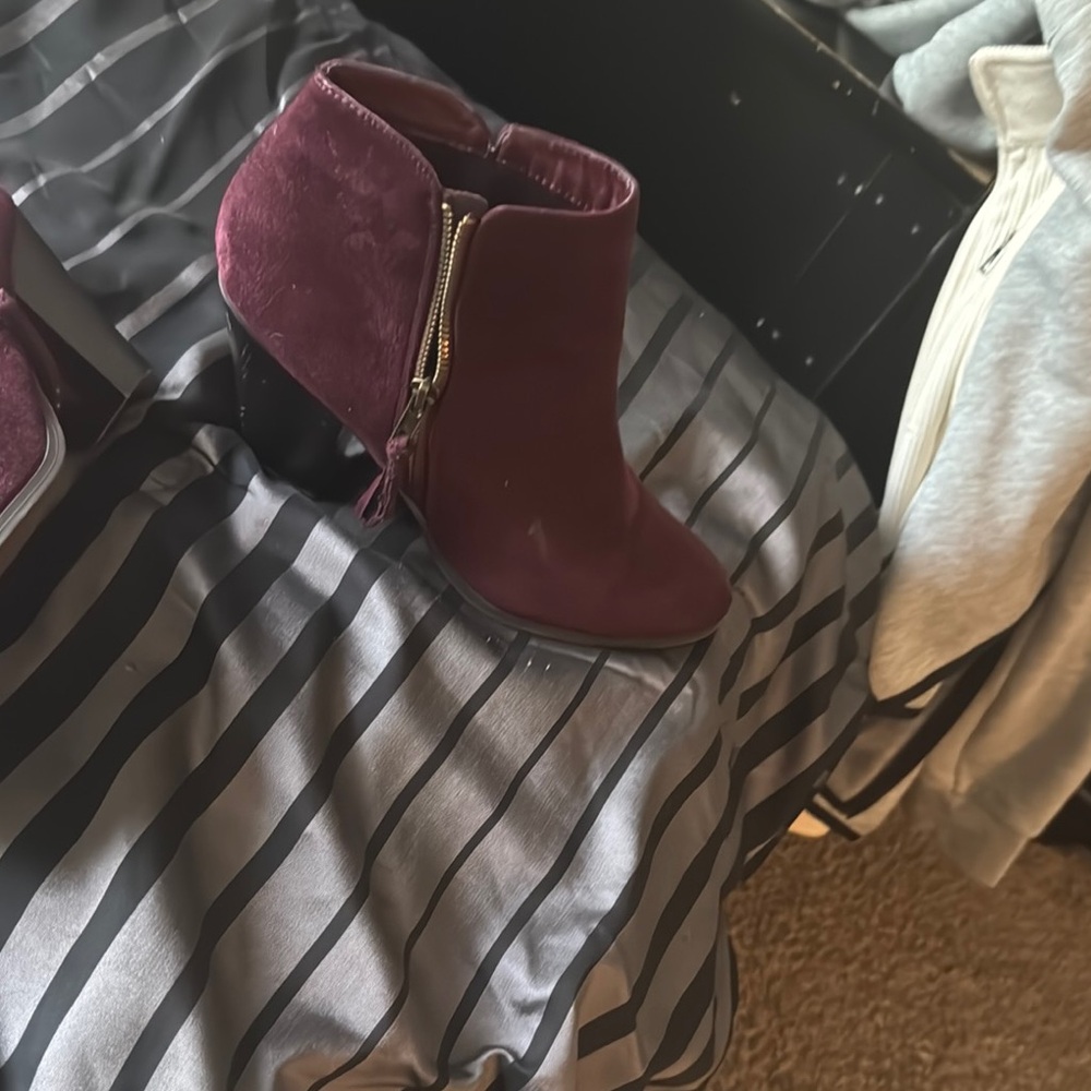 Charlotte Russe Red Ankle Booties with Side Zipper